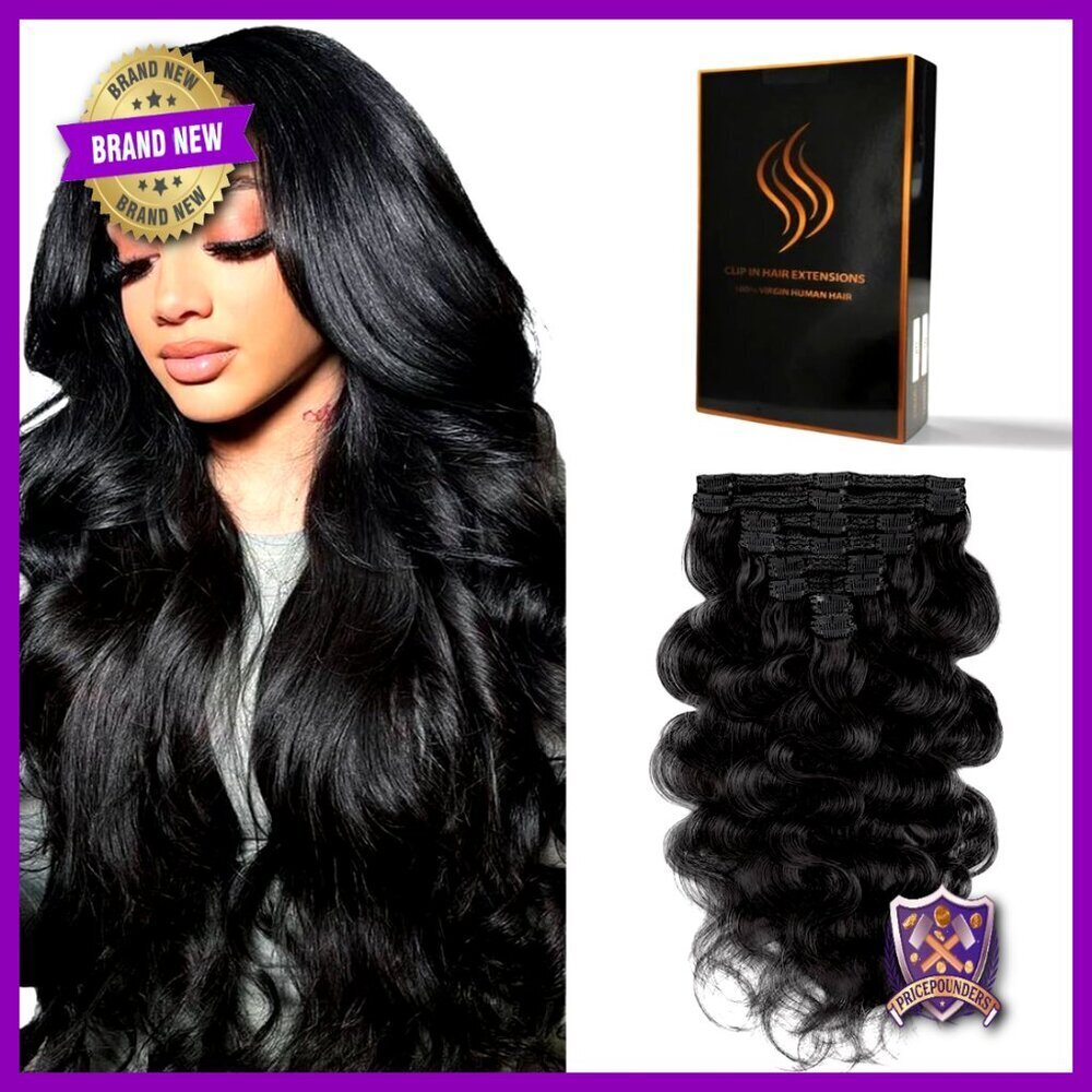 Human Hair Clip-in Extensions Body Wave 16 Inch 8 Piece Set Double Weft